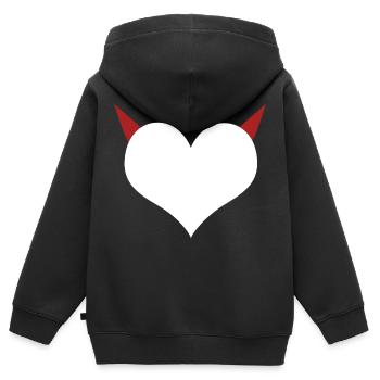 Herz Teufel Diable que j’aime - Sweat Premium à capuche zippé enfant bio - noir - Dos - AI Model Kid Male (0cm)