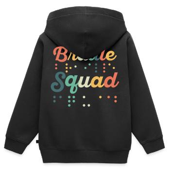 Braille Squad Braille Dots Impaired Blindness - Kinder Premium Organic Zip Hoodie - Schwarz - Hinten - AI Model Kid Male (0cm)