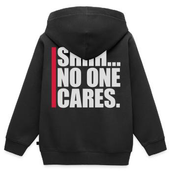 chut personne ne s’en soucie - Sweat Premium à capuche zippé enfant bio - noir - Dos - AI Model Kid Male (0cm)