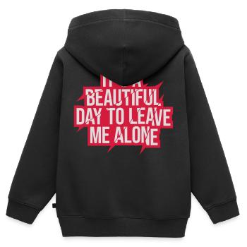 leave me alone day - Kinder Premium Organic Zip Hoodie - Schwarz - Hinten - AI Model Kid Male (0cm)