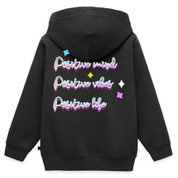 Positif - Sweat Premium à capuche zippé enfant bio - noir - Dos - AI Model Kid Male (0cm)