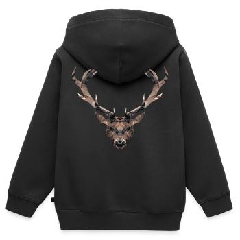 HIRSCH / POLYGON - Kinder Premium Organic Zip Hoodie - Schwarz - Hinten - AI Model Kid Male (0cm)