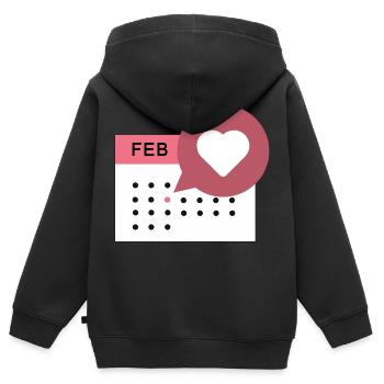 Calendrier du cœur - Sweat Premium à capuche zippé enfant bio - noir - Dos - AI Model Kid Male (0cm)