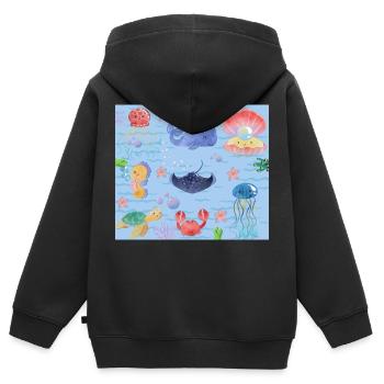 Ozean ohne Plastik - Kinder Premium Organic Zip Hoodie - Schwarz - Hinten - AI Model Kid Male (0cm)