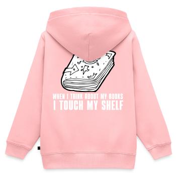 when i think about my books i touch my shelf - Kids Premium Organic Zip-up Hoodie - rose - Back - AI Model Kid Female (0cm)