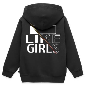 Love Grl PWR Barber Hair Féminin Génial - Sweat Premium à capuche zippé enfant bio - noir - Dos - AI Model Kid Male (0cm)