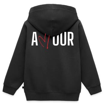 LOVE - Kids Premium Organic Zip-up Hoodie - black - Back - AI Model Kid Male (0cm)