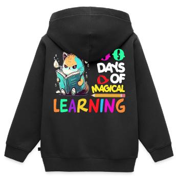 100 Days Of magical Learning - Kids Premium Organic Zip-up Hoodie - black - Back - AI Model Kid Male (0cm)