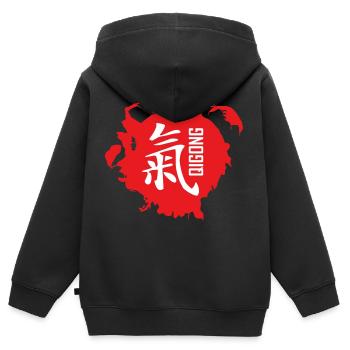 qigong chinesisches zeichen but weiss - Kinder Premium Organic Zip Hoodie - Schwarz - Hinten - AI Model Kid Male (0cm)
