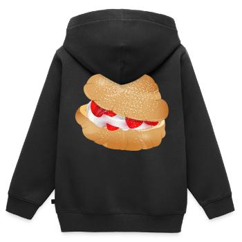 Mit Sahne und Erdbeeren gefüllter Windbeutel - Kinder Premium Organic Zip Hoodie - Schwarz - Hinten - AI Model Kid Male (0cm)