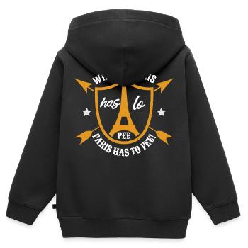 QUAND PARIS DOIT PAYER PARIS DOIT FAIRE - Sweat Premium à capuche zippé enfant bio - noir - Dos - AI Model Kid Male (0cm)