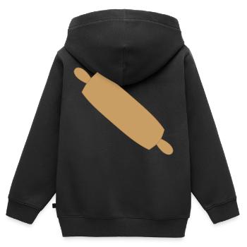 nudelholz - Kinder Premium Organic Zip Hoodie - Schwarz - Hinten - AI Model Kid Male (0cm)