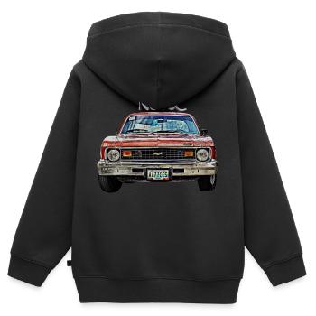 Oldtimer USA - Kinder Premium Organic Zip Hoodie - Schwarz - Hinten - AI Model Kid Male (0cm)