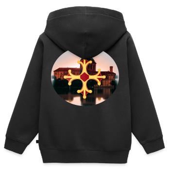 ovale tlse - Sweat Premium à capuche zippé enfant bio - noir - Dos - AI Model Kid Male (0cm)