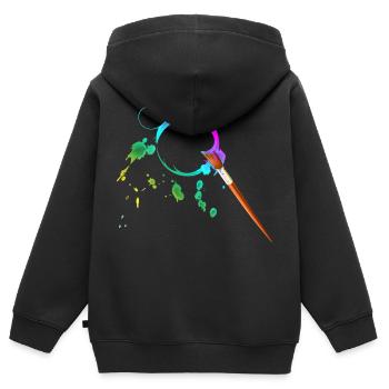 Maler - Kinder Premium Organic Zip Hoodie - Schwarz - Hinten - AI Model Kid Male (0cm)