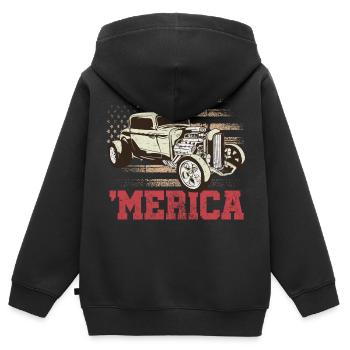 Merica | Vintage Car - Kinder Premium Organic Zip Hoodie - Schwarz - Hinten - AI Model Kid Male (0cm)