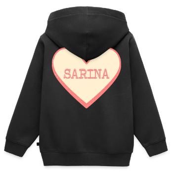 Sarina Nom Prénom Pink Sugar Heart - Sweat Premium à capuche zippé enfant bio - noir - Dos - AI Model Kid Male (0cm)