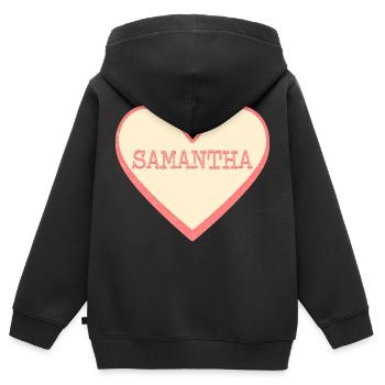 Samantha Nom Prénom Pink Sugar Heart - Sweat Premium à capuche zippé enfant bio - noir - Dos - AI Model Kid Male (0cm)