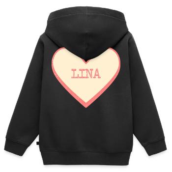 Lina Nom Prénom Pink Sugar Heart - Sweat Premium à capuche zippé enfant bio - noir - Dos - AI Model Kid Male (0cm)