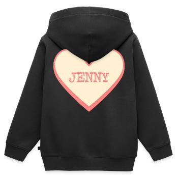 Jenny Nom Prénom Pink Sugar Heart - Sweat Premium à capuche zippé enfant bio - noir - Dos - AI Model Kid Male (0cm)