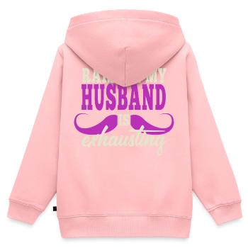 Die Erziehung meines Mannes ist anstrengend - Kinder Premium Organic Zip Hoodie - Rosa - Hinten - AI Model Kid Female (0cm)