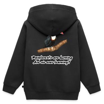 Rainforests are burning - Kids Premium Organic Zip-up Hoodie - black - Back - AI Model Kid Male (0cm)