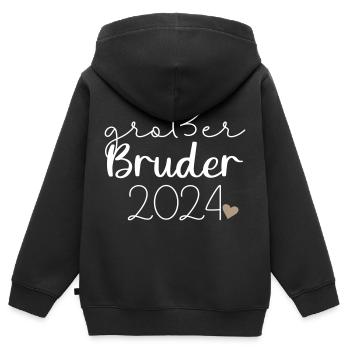 Großer Bruder 2024 - Kinder Premium Organic Zip Hoodie - Schwarz - Hinten - AI Model Kid Male (0cm)