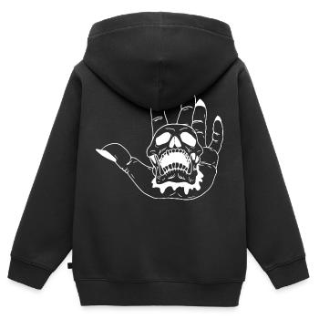Der Tod in meiner Hand - Kinder Premium Organic Zip Hoodie - Schwarz - Hinten - AI Model Kid Male (0cm)