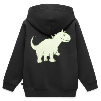 Freundlicher Dinosaurier - Kinder Premium Organic Zip Hoodie - Schwarz - Hinten - AI Model Kid Male (0cm)