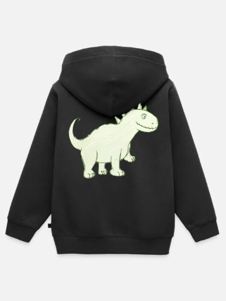 Friendly Dinosaur - Kids Premium Organic Zip-up Hoodie - black