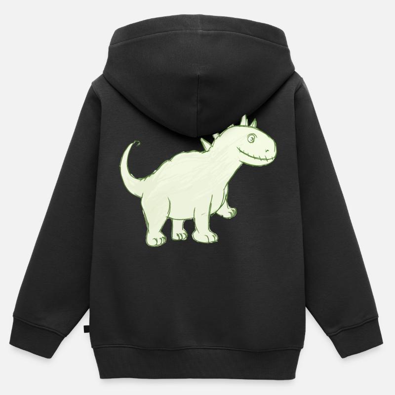 Dinosaure amical - Sweat Premium à capuche zippé enfant bio - noir
