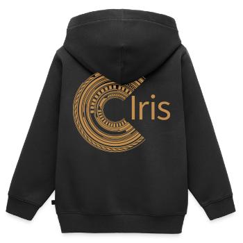 Für Iris - Kinder Premium Organic Zip Hoodie - Schwarz - Hinten - AI Model Kid Male (0cm)