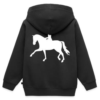 Dressurpferd - Kinder Premium Organic Zip Hoodie - Schwarz - Hinten - AI Model Kid Male (0cm)