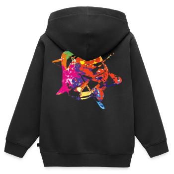 Geometrie und Farbe - Kinder Premium Organic Zip Hoodie - Schwarz - Hinten - AI Model Kid Male (0cm)