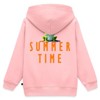 frog summer time - Kinder Premium Organic Zip Hoodie - Rosa - Hinten - AI Model Kid Female (0cm)