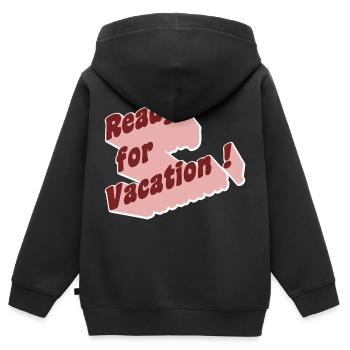 Prêt pour les vacances! - Sweat Premium à capuche zippé enfant bio - noir - Dos - AI Model Kid Male (0cm)