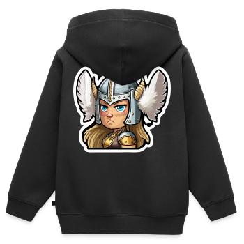 Astrid l’audacieuse : Cartoon Valkyrie Astrid - Sweat Premium à capuche zippé enfant bio - noir - Dos - AI Model Kid Male (0cm)