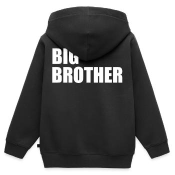 Big brother - Sweat Premium à capuche zippé enfant bio - noir - Dos - AI Model Kid Male (0cm)