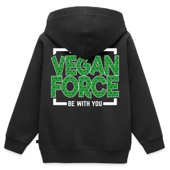 Que la force végane soit avec vous ! - Sweat Premium à capuche zippé enfant bio - noir - Dos - AI Model Kid Male (0cm)