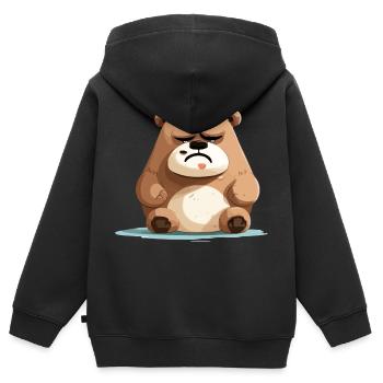 Titi, der traurige Bär - Kinder Premium Organic Zip Hoodie - Schwarz - Hinten - AI Model Kid Male (0cm)