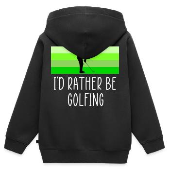 Plutôt jouer au golf - Sweat Premium à capuche zippé enfant bio - noir - Dos - AI Model Kid Male (0cm)