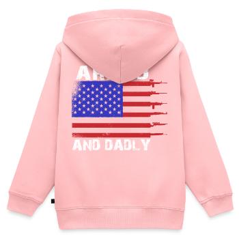 Bewaffnet und väterlich Lustige väterliche Väter - Kinder Premium Organic Zip Hoodie - Rosa - Hinten - AI Model Kid Female (0cm)