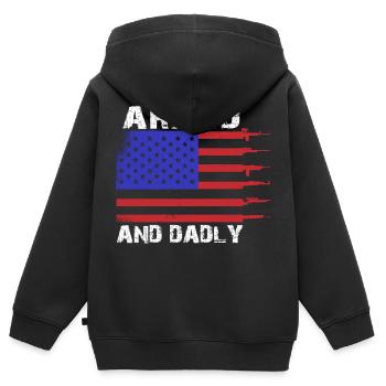 Pères paternels armés et paternels - Sweat Premium à capuche zippé enfant bio - noir - Dos - AI Model Kid Male (0cm)
