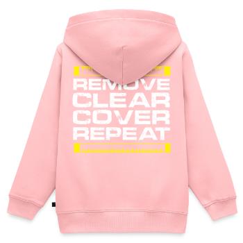 Remove Clear Cover Repeat - Kids Premium Organic Zip-up Hoodie - rose - Back - AI Model Kid Female (0cm)