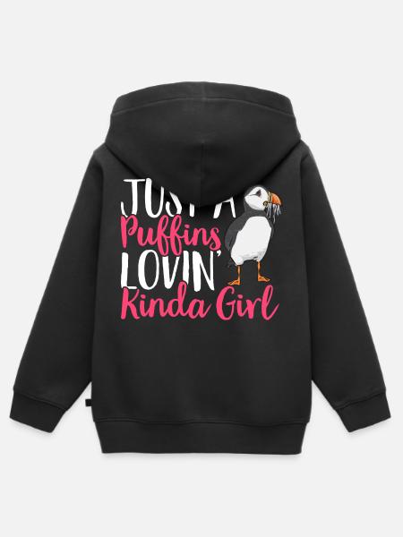 Papageientaucher Puffin Alkenvögel Lunde - Premium børne zip-hættetrøje økologisk - sort
