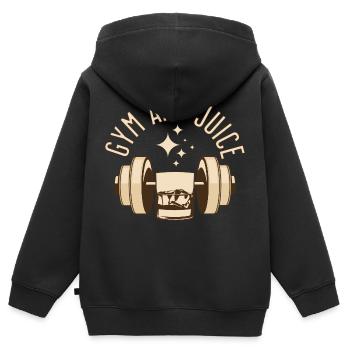 Lustiges Fitnessstudio Zitat Fitnessstudio und Saft - Kinder Premium Organic Zip Hoodie - Schwarz - Hinten - AI Model Kid Male (0cm)