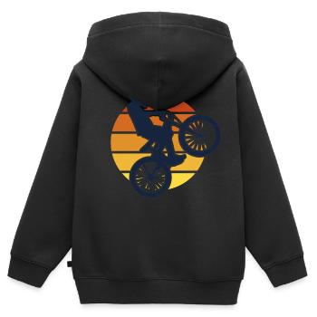Fahrrad - Kinder Premium Organic Zip Hoodie - Schwarz - Hinten - AI Model Kid Male (0cm)