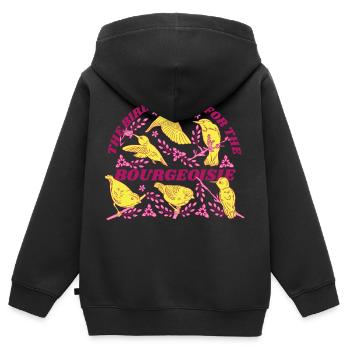 Die Vögel arbeiten für die Bourgeoisie - Kinder Premium Organic Zip Hoodie - Schwarz - Hinten - AI Model Kid Male (0cm)