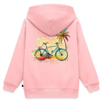 Artistic Retro Vintage Bicycle Palm Trees Summer - Kids Premium Organic Zip-up Hoodie - rose - Back - AI Model Kid Female (0cm)
