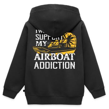 Je travaille pour soutenir mon hydroplane de dépendance aux hydroglisseurs - Sweat Premium à capuche zippé enfant bio - noir - Dos - AI Model Kid Male (0cm)